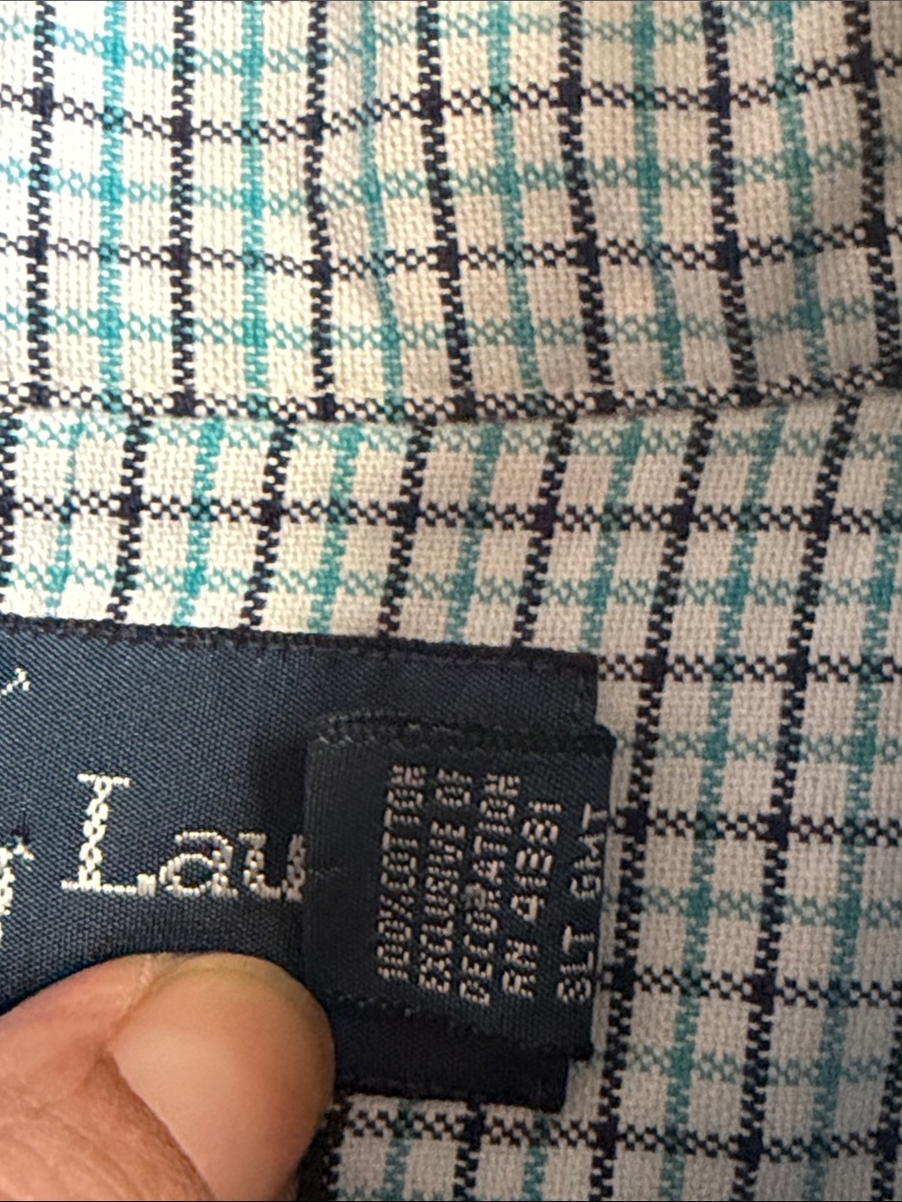 Ralph Lauren Light Blue and Navy Micro-Check Button-Down Shirt - Picture 11 of 14